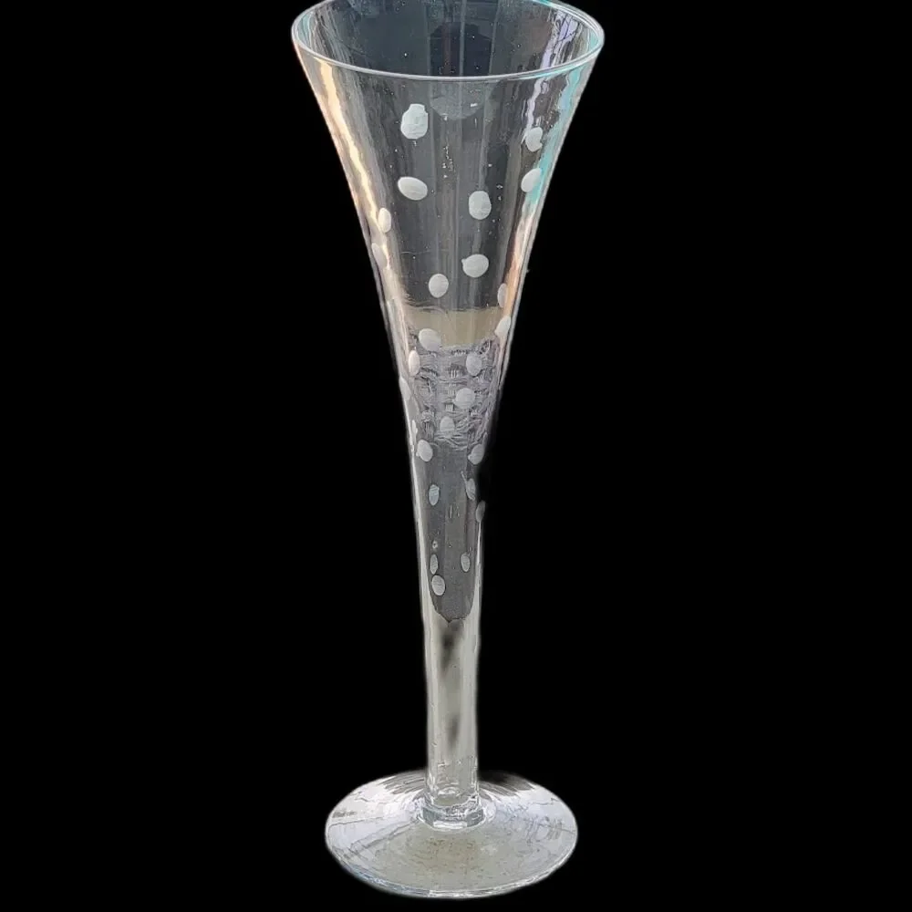 Set of 4 Polka Dot Etched Hollow Stemmed Champagne Flutes 9.75